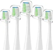 Sonic Replacement Brush Heads STRB-5WB Compatible with Waterpik Complete Care 9.0 (CC-01), 5.0 (WP-862), Soft Bristle, 5 Count (White-5Pack)