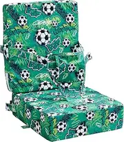 Toddler Booster Seat for Dining Table, Non Slip Booster Seat Pad with Backrest, Waterproof PVC Booster Chair Cushion, Comfortable Kids Booster Seat with Safety Belt for Travel Camping Eating(Green)