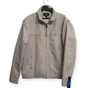 Dockers Mens Large Khaki Water Resistant Jacket Soft Shell Zipper Classic