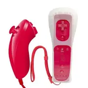Remote Controller for Wii, Wii Remote and Nunchuck Controllers with Silicon Case and Strap for Wii and Wii U (Red)