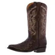 Mens Cowboy Boots Rodeo Wear Dark Brown Ostrich Skin Botas Hombre Size 11, 11.5
