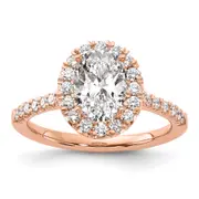 14k Rose Gold 1/2 Ct. Lab Grown Diamond VS/SI+ G+ 1 1/2 Ct. Center Oval Halo Engagement Ring