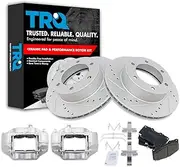 TRQ Front Performance Brake Pad & Rotor Kit Brake Caliper Brake Pads Brake Rotors Set Ceramic Compatible with 1995-1998 Toyota Tacoma