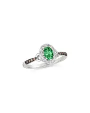 Le Vian Balance 14K 0.52 ct. tw. Diamond & Emerald Half-Eternity Ring 7 NoColor