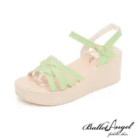 在飛比找momo購物網優惠-【BalletAngel】涼鞋 玩美話題流線楔型涼鞋(綠)