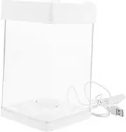 BELLIFFY Portable Transparent Fish Tank with Light Small Aquarium for Betta Fish Cute Desktop Holder Aquarium for Office and Home Decor