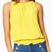 Catherine Malandrino Sleeveless Halter Style Top Women Small Citron Glow NEW