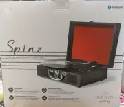 Spinz Portable Bluetooth Turntable Retro Series All Vinyl Records Battery NEW