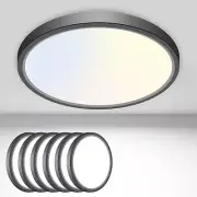 6PACK Flush Mount LED Ceiling Light Fixture Black, 6.5Inch 12Watt, Dimmable &