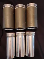 NOS! 3 Vintage Harold Lindner 70mm(?) Roll Film Metal Canisters W/ mailing tubes