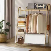 Oikiture Clothes Rack Open Wardrobe Garment Coat Hanging Rail with Laundry bag