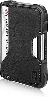 [ENIGMA] Dapper PU Leather Bifold Front Pocket Slim Wallet for Men, Aluminum Metal Travel Tactical RFID Blocking Card Holder Money Clip, Ideal Men's Gift, Nappa Black
