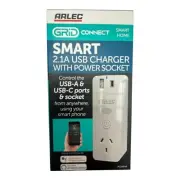 Arlec Grid Connect Smart Meter with 2.1AMP USB Socket Indoor USB-A USB-C