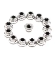 20pcs M6 x 1.0mm Flanged Hex Nylon Inserted Lock Nuts, 304 Stainless Steel 18...