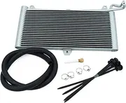 ZFGVGNMTYA Oil Cooler Aluminum Transmission Oil Cooler 22 Row Automatic Stacked Plate Oil Cooler Radiator KIT Oil Cooler(22 Row Silver)