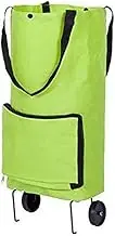 CVBFDB Shopping Cart, Grocery Cart with Stainless Steel Frame Extended Long Handle Foldable Utility Cart Bag Shopping Cart Car Luggage cart Green