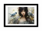 Two Hat And Girls Modern Art Framed print Art Poster