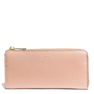 Coco小舖 COACH 50923 SLIM ZIP WALLET IN SAFFIANO LEATHER 水蜜桃粉色