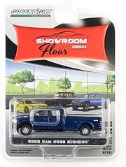 2023 2500 Bighorn Crew Cab 4x4 Pickup Truck Patriot Blue Metallic Showroom Floor Series 5 1/64 Diecast Model Car by Greenlight 68050A