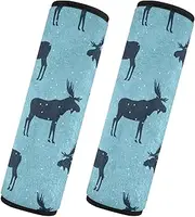 Car Seat Belt Pads Covers Set of 2 Breathable Car Safety Seat Belt Strap Shoulder Pad Camera Bag Strap Cover Car Accessories for Women Men Kids S Winter Pattern Moose Bitmap Copy