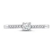 10kt White Gold Womens Round Diamond Solitaire Promise Bridal Ring 1/8 Cttw