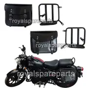 Royal Enfield Classic Reborn 350 Leather Glossy Pannier Bags & Mounting Pair D1