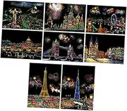 HOODANCOS 1 Set City Night View Scratch Paper Cards for DIY Crafts for Creativity and Visualization Skills Cards for School Rewards and Parties