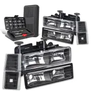 For 1994-1999 C/K 1500 2500 3500 Black Headlight Clear Bumper Lamps+Tool Box (for: Chevrolet)