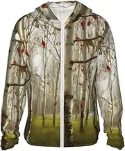 [LHBWCVN] UPF 50+ Light Jacket Full Zip Sun Protection Hoodie for Women Men Long Sleeve Birch Trees Fall Sun Shirts