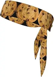 [HVTTIOR] Chocolate Cookie Print Multifunctional Sweat Wicking Sports Head Tie Headband for Tennis Basketball Karate
