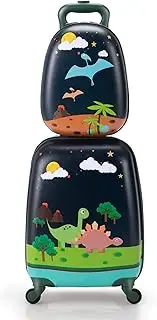 [VLIVE] Kid Luggage Set for Boys, Boy Hardside Spinner Luggage, Toddler Carry on Luggage w/Wheels, Dinosuar, 2 Set-12"/16", Dinosaur