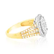 1 Carat Diamond Oval Shaped Ring in 9ct Yellow Gold & Sterling Silver, Q