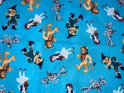Wizard of Oz Fabric Dorothy Scarecrow Tin Man Lion Blue Cotton By the Yard