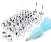 42-Piece Cake Decorating Set 36 Stainless Steel Nozzles Puff/Cookie Tools Professional Baking Kit with Bags and Converters Pastry Nozzles