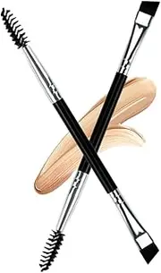 Ksvsonrvi 2PCS Eyebrow Brush, Professional Double-Ended Angled Eye Brow and Spoolie Brush, Black