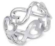 Sterling Silver 925 INFINITY HEART DESIGN PROMISE SILVER RING 10MM SIZES 5-10