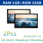 2PC Car Headrest Monitor 10.1in Touch Screen Android 12 1080P Tablet Movie Video (for: Kia)