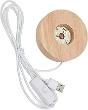 LED Light Base Display Base, USB Interface Wood Lighted Display Stand, 5V Round 0.8in USB Light Table Light Base Wood Display Lamp for Home (White Light Base)