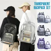 Transparent Pvc Backpack Set School Bag Clear Travel Handbag Large Capacity