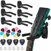 DOTOTO Guitar Wall Hanger Hook,Adjustable Guitar Wall Hanger 6-Pack,Guitar Hanger Wall Hook Holder Stand Black,Fits Guitars, Bass, Mandolin, Banjo, Ukulele