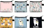 [Rebanky] Pack of 6 Mini Purse Bags Small Bags with Zip Canvas Small Bag Mini Purse Women's Fabric Small Bag for 6 Themed Alpacas, Multicoloured, Cute