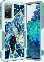 GlamCase for Samsung Galaxy S20 FE 5G/ 4G / 5G 2022 Case - Geometric Marble Blue Printed Heavy Duty Military Grade Protection Shockproof Mint Armor Case for Samsung S20 FE 5G/ 4G / 5G 2022