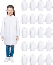 Newcotte 20 Pcs Unisex Kids Lab Coat Soft Children Science Doctor White Toddler Costume for Boys Girls Cosplay School