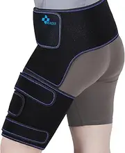 REAQER Hip Thigh Support Brace Groin Compression Wrap for Pulled Groin Sciatic Nerve Pain Hamstring Injury Recovery and Rehab Fits Men & Women（Left）