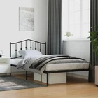 King Single Metal Bed Frame with Headboard Black 107x203 cm No Mattress