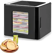 Food Dehydrator With 6 Trays, Stainless Steel Fruit Dryer Machine With LED Touch Control Design, 35-70℃ Food Dryer Machine 48H Timer BPA FREE, For Fruit Vegetable Jerky Meat Black black