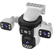 4K HD 8MP 3 Lens PTZ Camera Full Color Night Vision Outdoor 2.4G WiFi Two-Way Audio Surveillance Home Security Cameras(U/S)