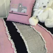 2 pce Baby Boys Cot Quilt / Blanket & Truck Cushion Nursery Decor Crib Bedding