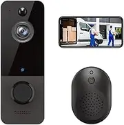 Wireless Video Door Phone with Doorbell, 720P Ligent WiFi Camera, Voice Changing, PIR Motion Detection, Two-Way Audio