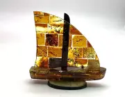 Amber Figurine Yacht Sailboat Desk Ornament Baltic Real Amber